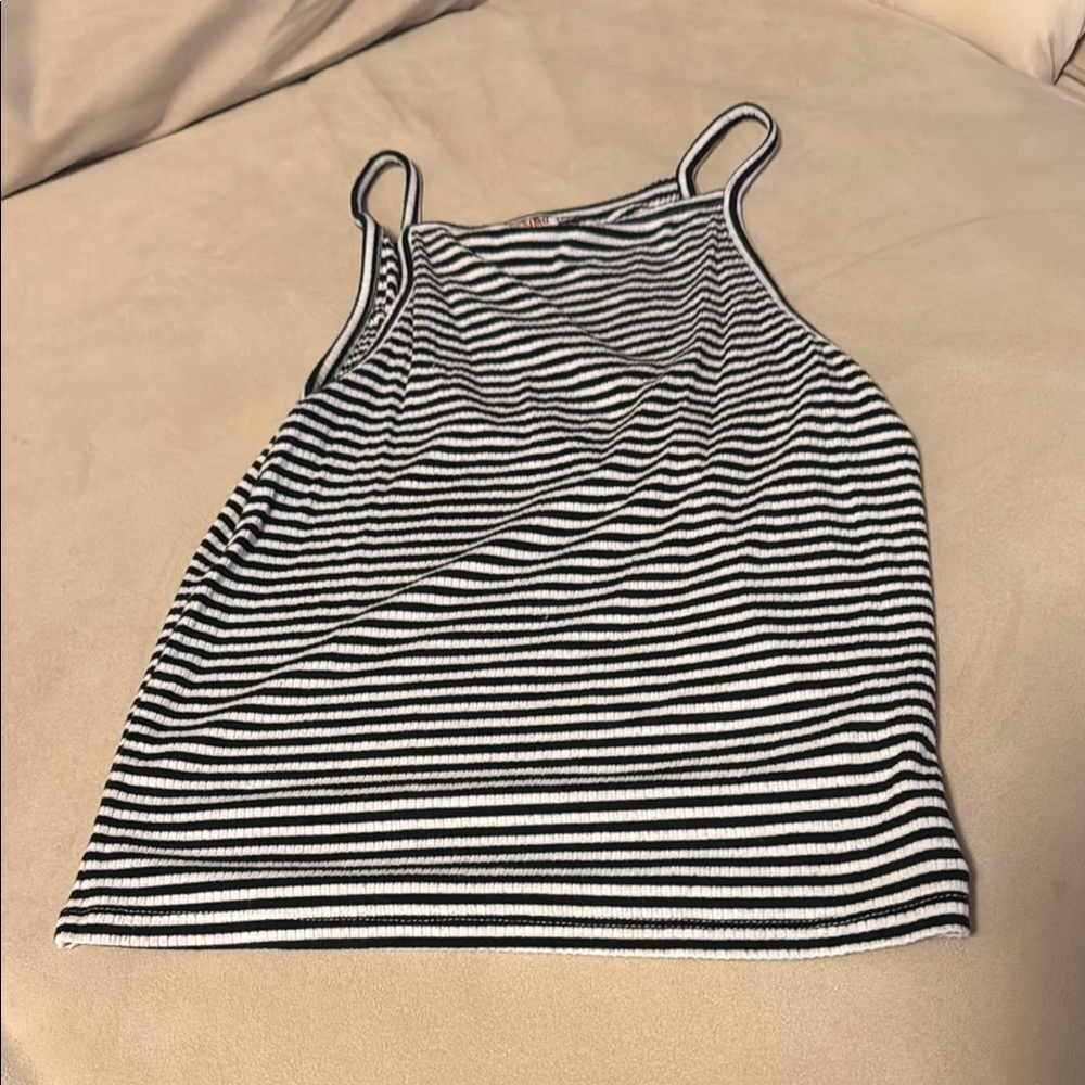 Mossimo Supply Co Black and White Fitted Sleeveless Tank Top